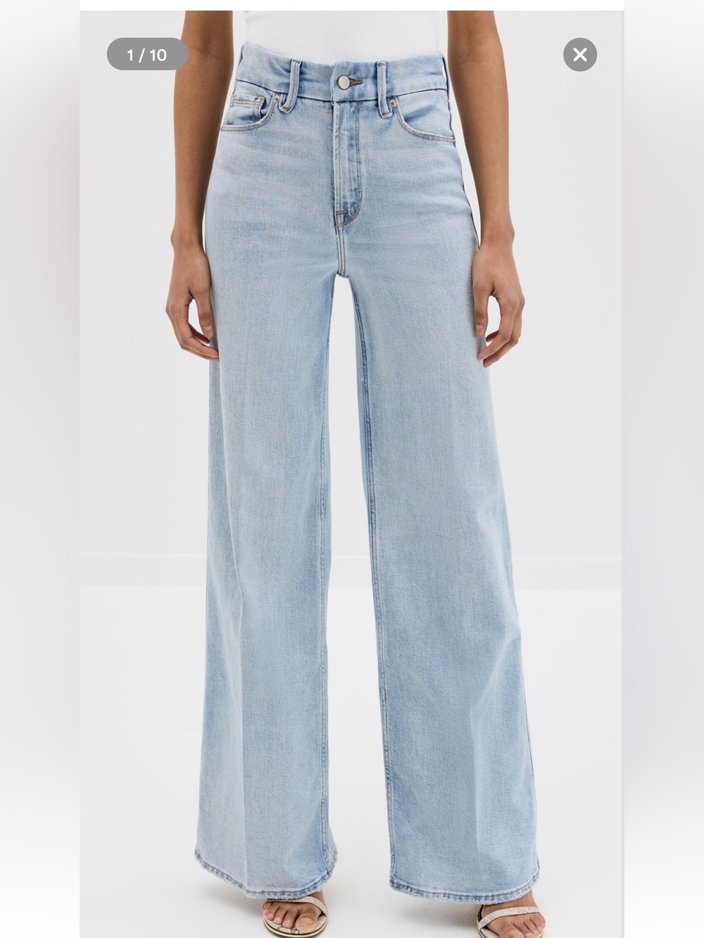 Good American Light Wash Good Skate Wide-Leg Jeans